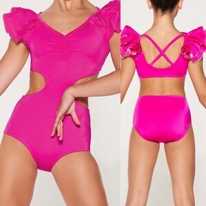 Kelle solo dance costume hot pink rhinestoned custom COLOR THEORY 5343 MA adult